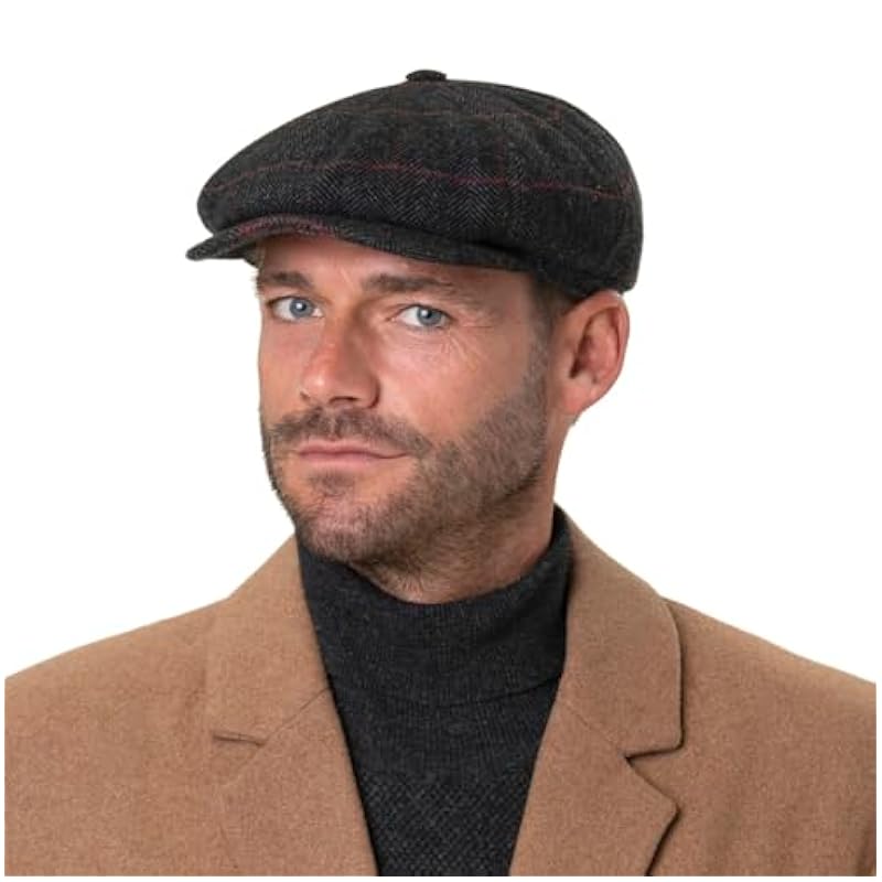 Stetson Hatteras Gallanger Wool Flat Cap Women/Men - Made in The EU Beige-black Stetson ‎womens Hats & Caps