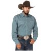 Stetson Stetson Men's Geo Print Long Sleeve Pearl Snap Western Shirt Teal XX-Large ‎mens Shirts