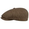 Stetson Hatteras Striped Linen Flat Cap Men - Made in The EU Brown Stetson Hats & Caps