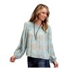 Stetson Stetson Western Shirt Womens L/S Medallion XS Aqua 11-050-0590-2015 BU ‎womens Tops, Tees & Blouses