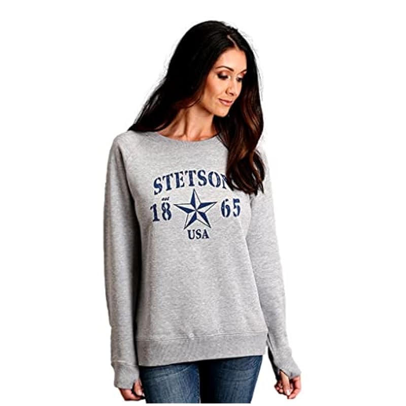 ‎womens Active Stetson Stetson Western Sweatshirt Womens 1865 L Gray 11-098-0562-7095 GY
