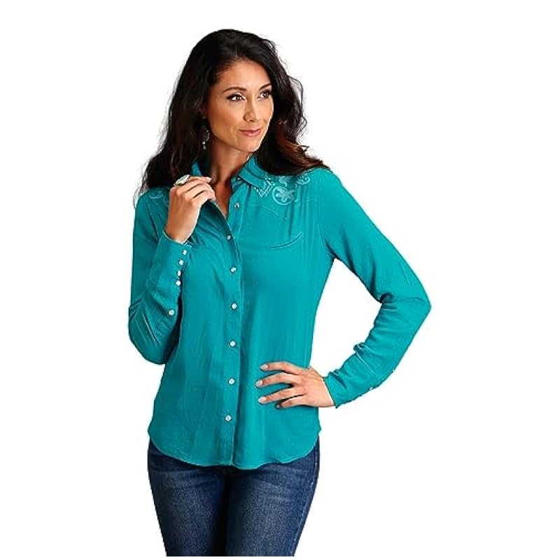 Stetson Western Shirt Womens L/S Snap XS Turquoise 11-050-0565-0531 BU Stetson ‎womens Tops, Tees & Blouses