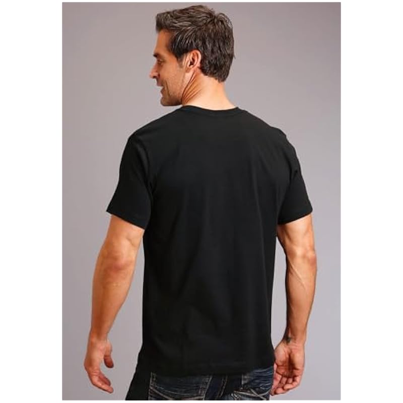 Stetson Shirts ‎mens Stetson Mens Black 100% Cotton The Boss S/S Raw Edge T-Shirt XL