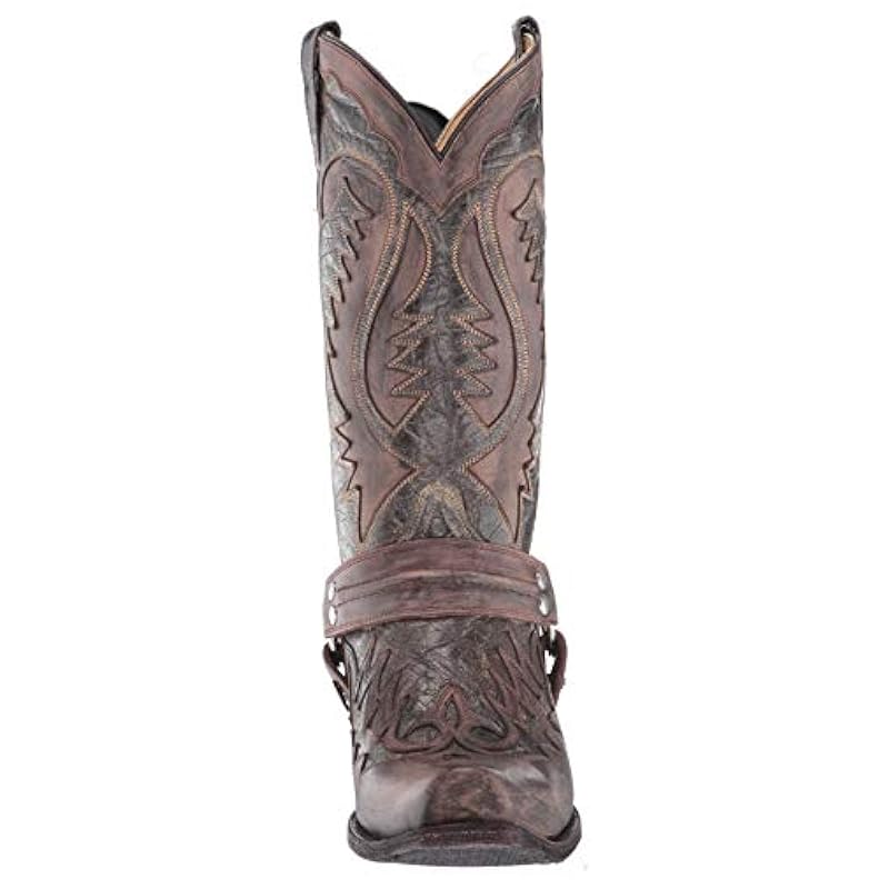 Stetson Men's Outlaw Distressed Harness Riding Boot Brown ‎mens Boots Stetson