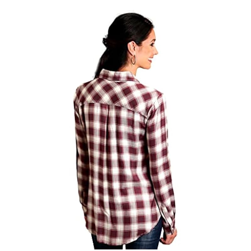 Stetson Stetson Western Shirt Women L/S Gauch Plaid M Wine 11-050-0597-6025 WI ‎womens Tops, Tees & Blouses