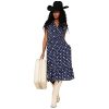 Stetson Stetson Women's Ditsy Floral Paisley Print Ruffle Flounce Midi Dress Blue Small ‎womens Dresses