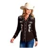 Stetson Stetson Western Shirt Womens L/S Snap S Brown 11-050-0565-7038 BR ‎womens Tops, Tees & Blouses