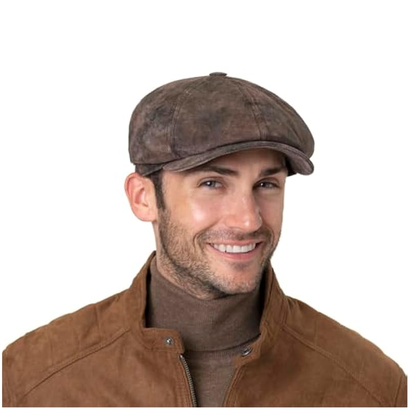 Stetson Stetson McCook Vintage Leather Cap Women/Men - Dark Brown ‎mens Hats & Caps