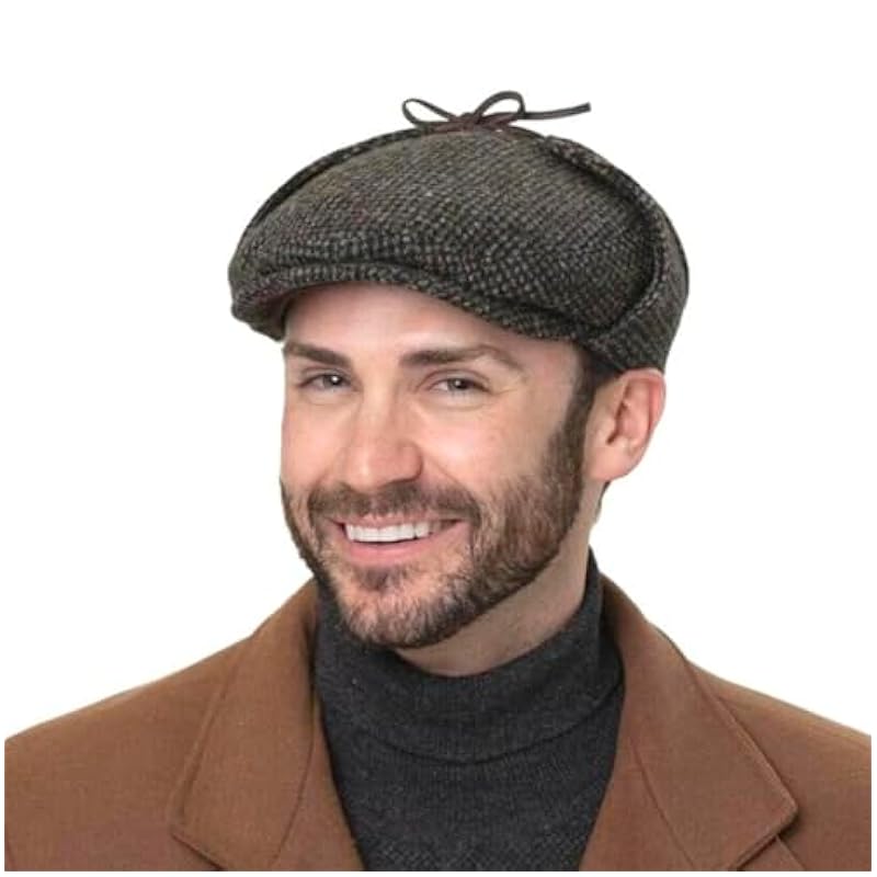 Stetson Stetson Maguire Flat Cap with Ear Flaps Men - Made in The EU Olive ‎mens Hats & Caps