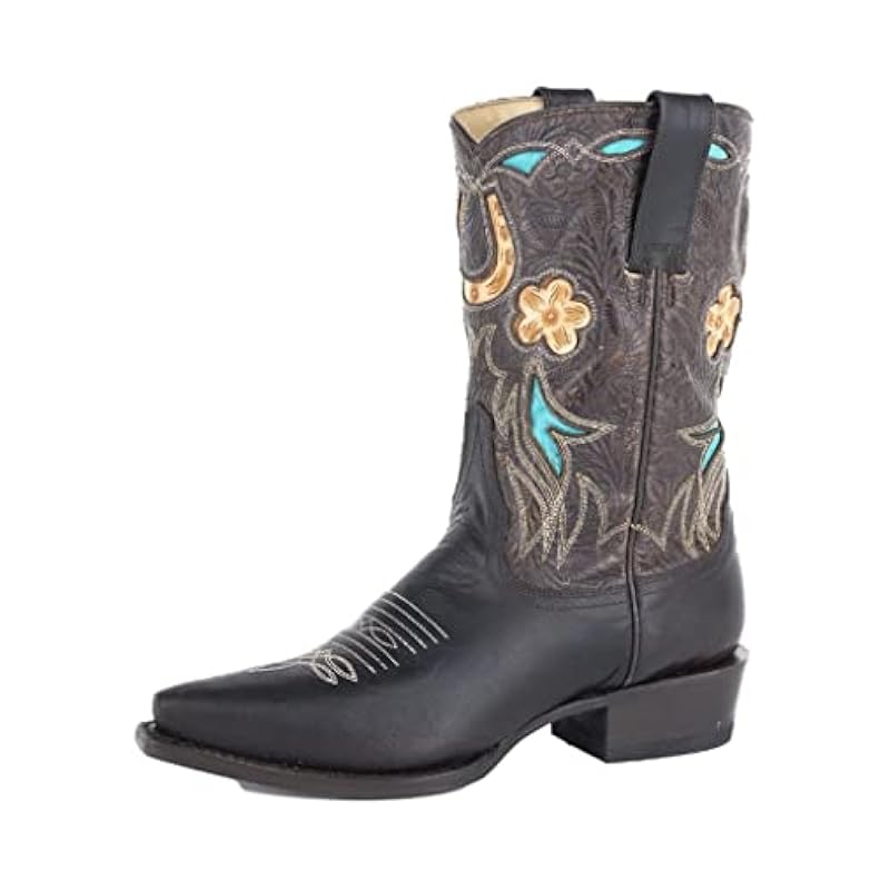 ‎womens Boots Stetson Stetson Women's Willa Inlay Western Boot Snip Toe Brown 9 1/2 M US