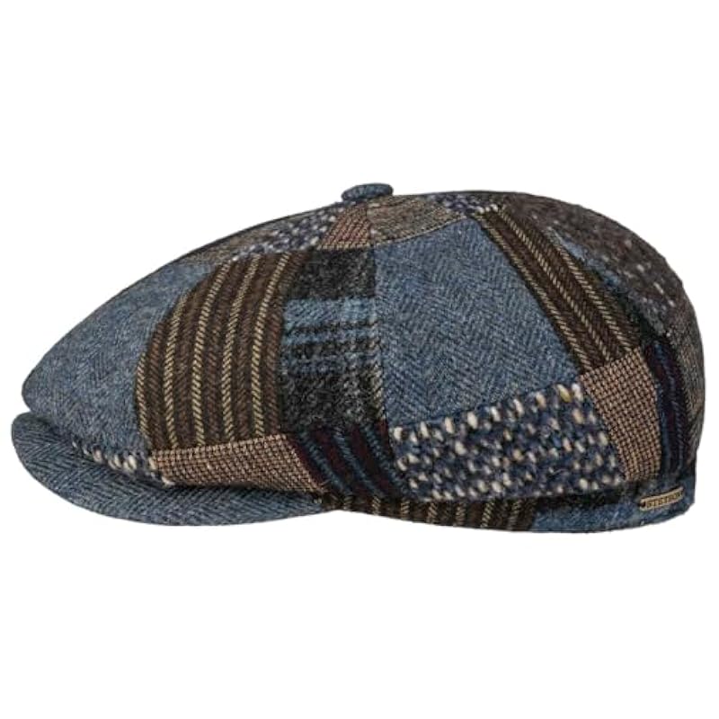 Stetson Hats & Caps ‎mens Stetson Hatteras Classic Patchwork Flat Cap Men - Made in The EU Brown-blue