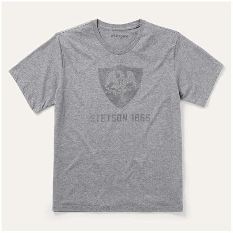 Stetson Uni‎mens Grey Cotton Blend Eagle Crest S/S T-Shirt S ‎mens Shirts Stetson