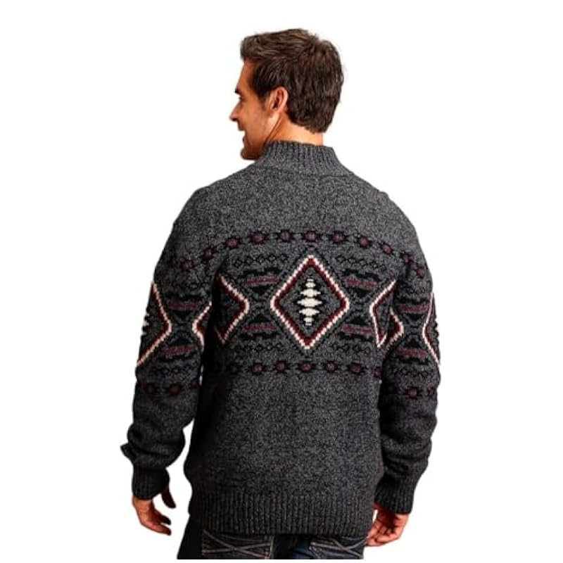 Stetson Sweaters ‎mens Stetson Mens Grey Cotton/Wool Diamond Knit Cardigan 3XL