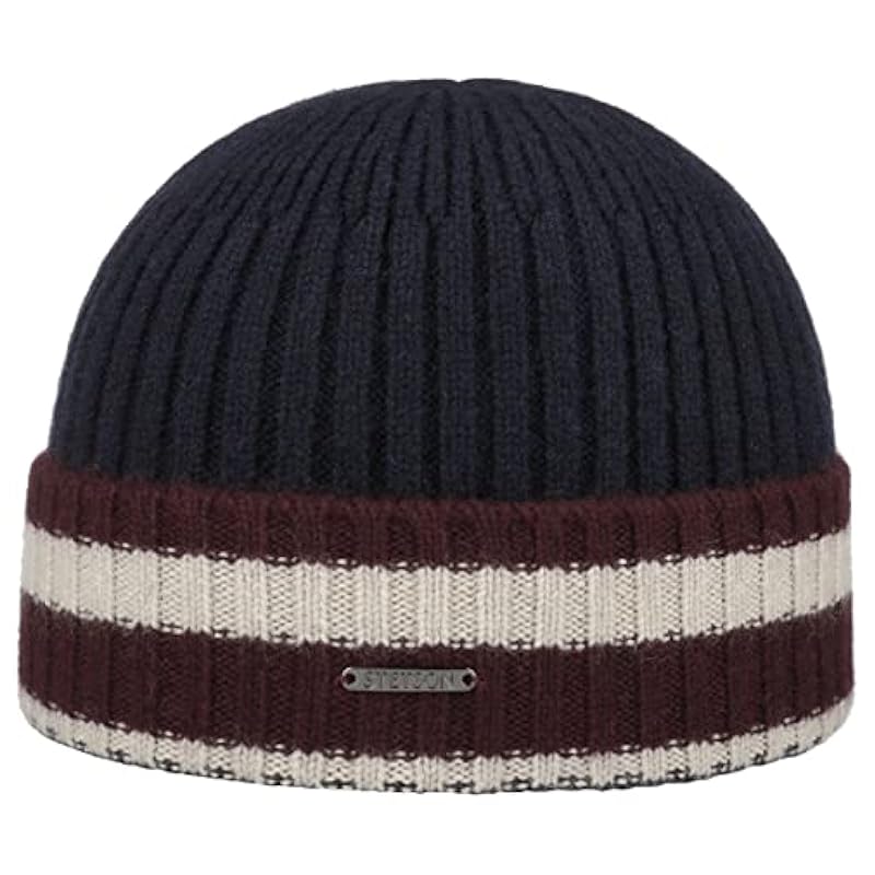 Stetson Stetson Striped Cuff Cashmere Beanie Hat Women/Men - Navy ‎womens Hats & Caps