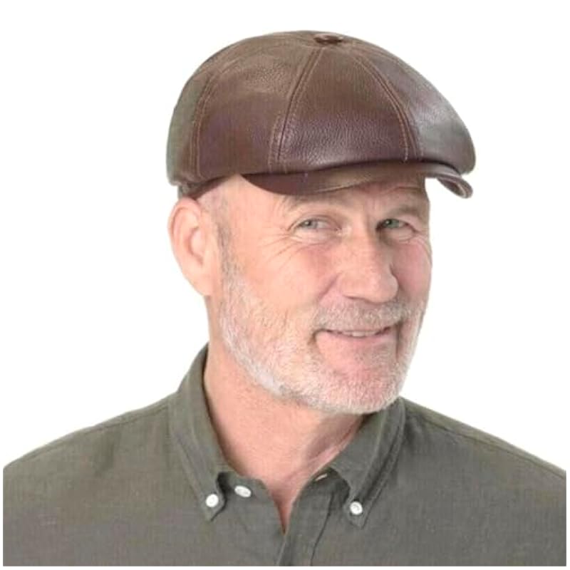 Stetson Stetson Hatteras New Lamb Nappa Flat Cap Men - Made in Germany Dark Brown ‎mens Hats & Caps