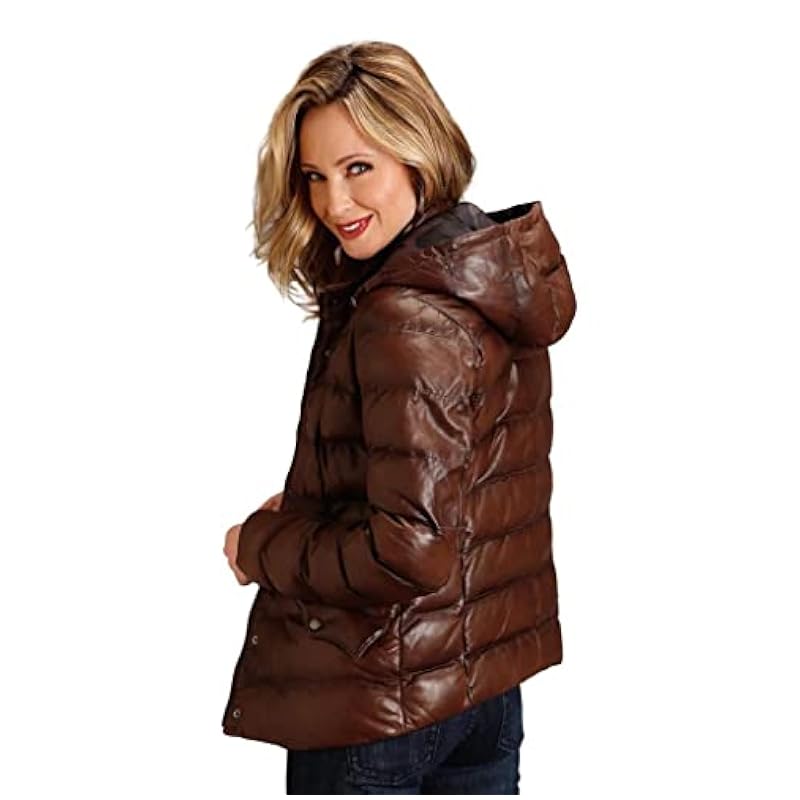 Stetson Women's Stetston Antique Snap-Front Quilted Leather Jacket Brown Medium ‎Womens Coats, Jackets & Vests Stetson