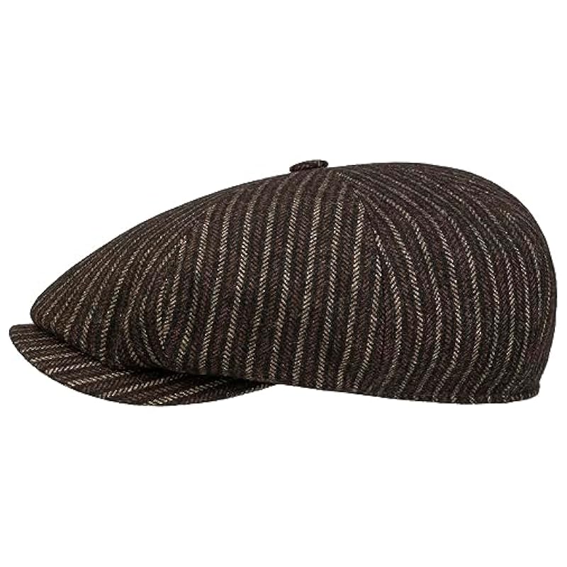 Stetson 8 Panel Woolen Stripe Flat Cap Men - Made in Germany Dark Brown Stetson ‎mens Hats & Caps