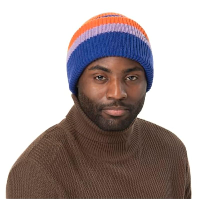 Stetson Big Cuff Freestyle Knit Beanie Women/Men - Made in Italy Blau-orange ‎womens Hats & Caps Stetson