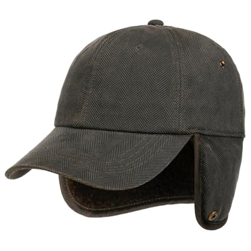 Stetson Herringbone Cap with Ear Flaps Men - Grey Stetson ‎mens Hats & Caps