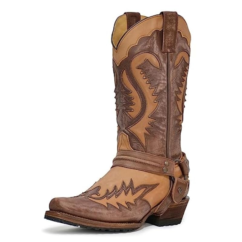 Stetson Men's Outlaw Washed Overlay Vamp Performance Western Boot Snip Toe Tan 10.5 D Stetson ‎mens Boots