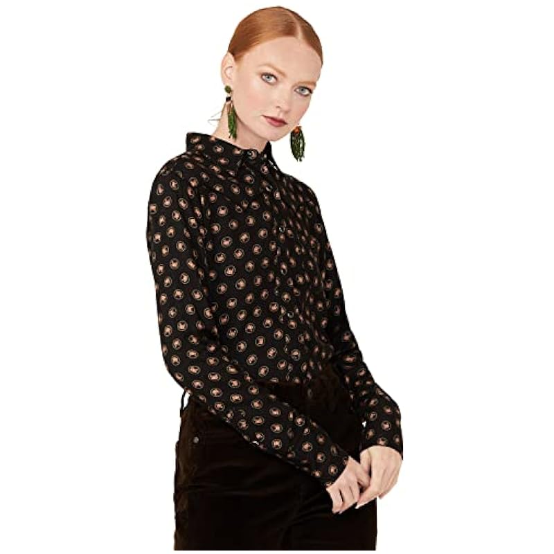 ‎womens Tops, Tees & Blouses Stetson Stetson Women's Horse Pattern Western Shirt Black Small