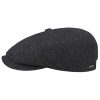 ‎mens Hats & Caps Stetson Stetson Hatteras Classic Wool Flat Cap Men - Black-grey