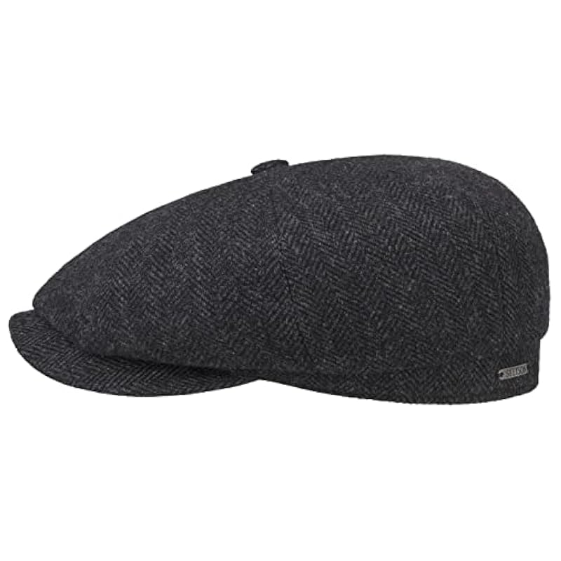 ‎mens Hats & Caps Stetson Stetson Hatteras Classic Wool Flat Cap Men - Black-grey