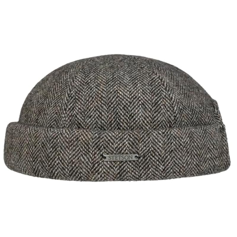 Stetson Stetson Lavoy Herringbone Wool Docker Hat Men - Made in The EU Dark Beige ‎mens Hats & Caps