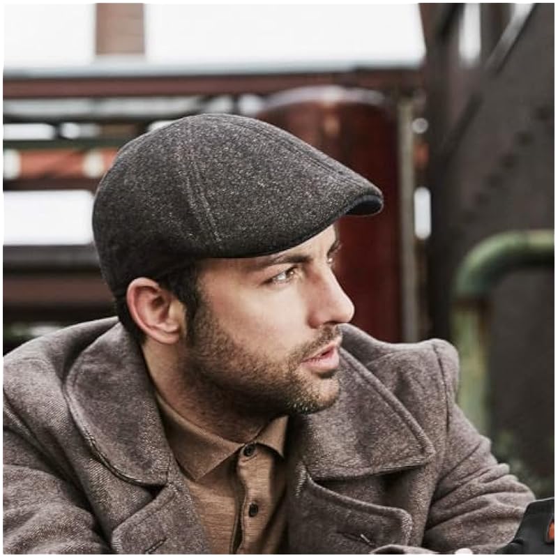 ‎mens Hats & Caps Stetson Stetson Texas Wool Herringbone Cap Men - Brown-black