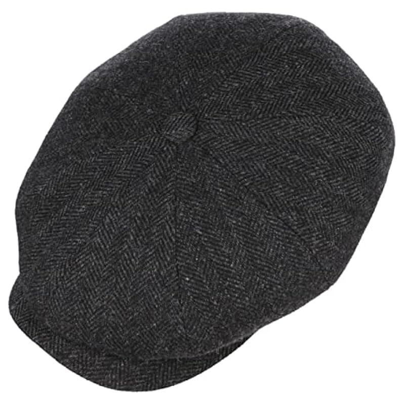 ‎mens Hats & Caps Stetson Stetson Hatteras Classic Ear Flaps Flat Cap Men - Made in The EU Black-grey