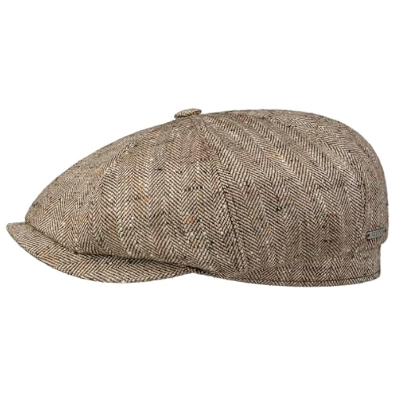 Stetson Hats & Caps ‎mens Stetson Hatteras Tweed Herringbone Flat Cap Men - Made in Germany Brown