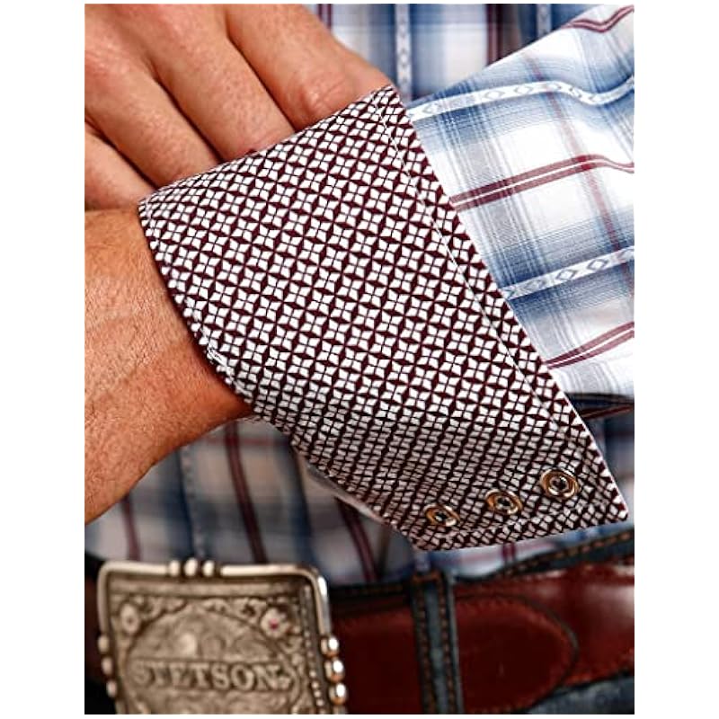 Stetson Shirts ‎mens Stetson Western Shirt Mens L/S Plaid M Blue 11-001-0478-4001 BU