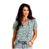 Stetson Tops, Tees & Blouses ‎womens Stetson Western Shirt Womens S/S Peasant L Jade 11-051-0590-0516 GR