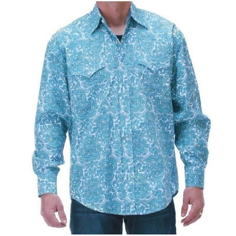 Stetson Stetson Aqua Paisley Print On Poplin Men146s Collection- Spring Iii (l) 11-001-0425-0274BU ‎mens Shirts