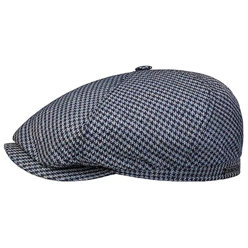 ‎mens Hats & Caps Stetson Stetson Silk Houndstooth Flat Cap Men - Made in The EU Blue
