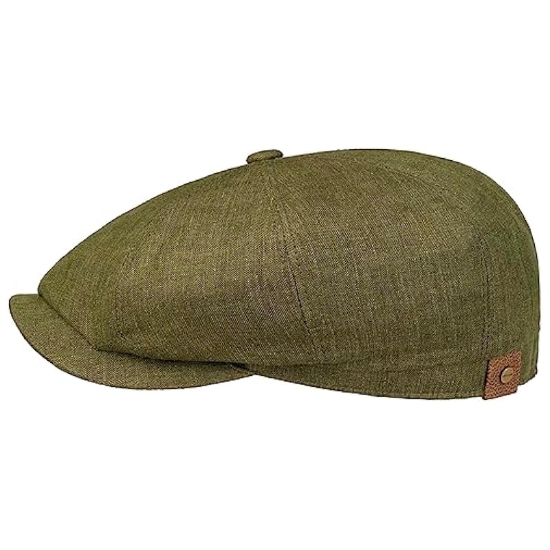 Stetson Hatteras Linen Newsboy Cap Women/Men | Made in The EU Dark Green Stetson ‎mens Hats & Caps