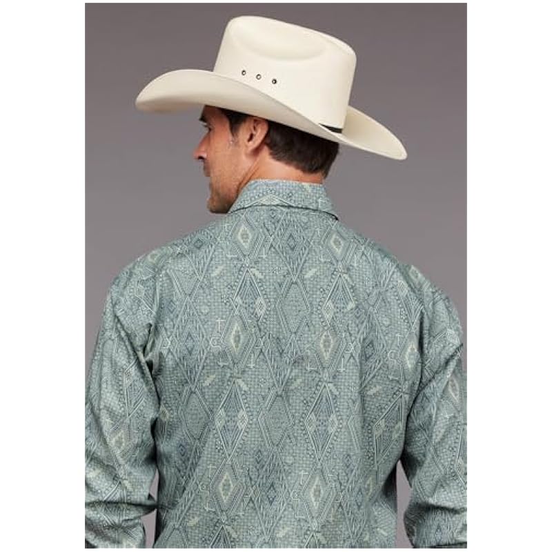 ‎mens Shirts Stetson Stetson Ghost Aztec Blue Print - Mens Shirt