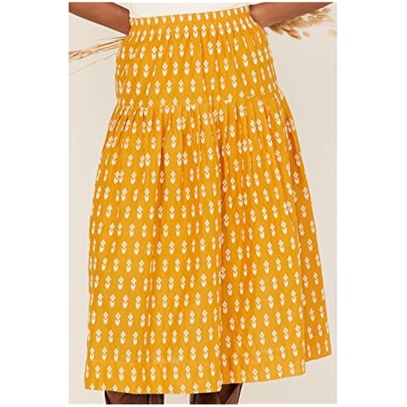 Stetson Women's Southwestern Embroidered Prairie Style Midi Skirt Yellow Large ‎womens Skirts Stetson