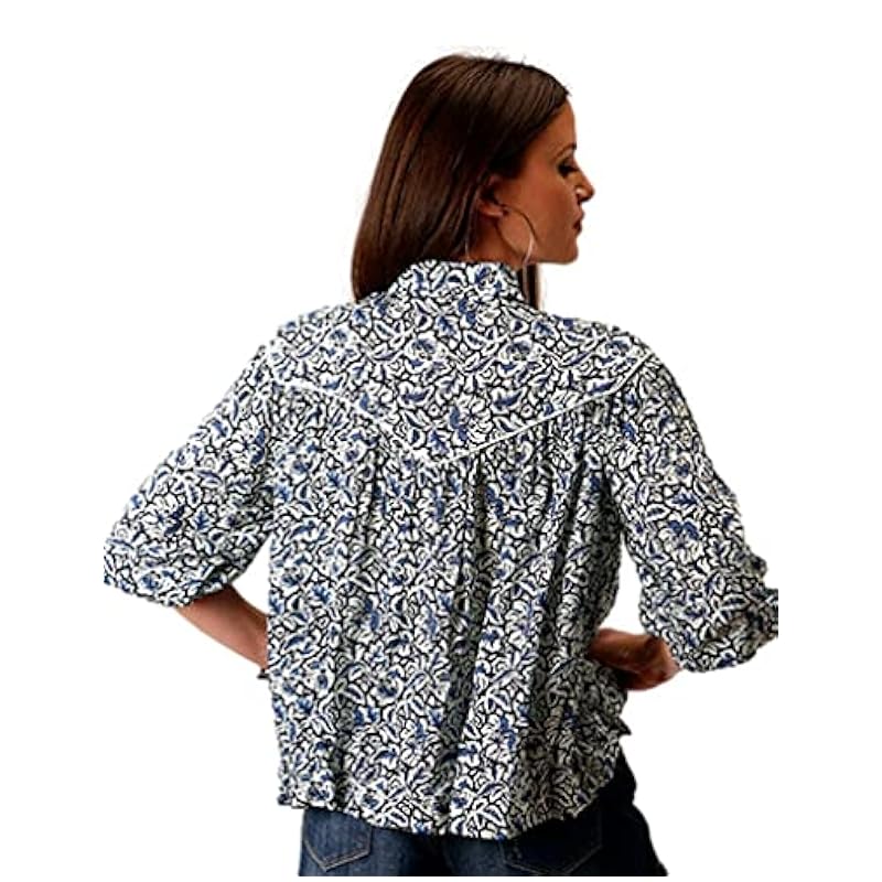 Stetson Stetson Western Shirt Women 3/4 Sleeve M Indigo 11-050-0590-2011 BU ‎womens Tops, Tees & Blouses