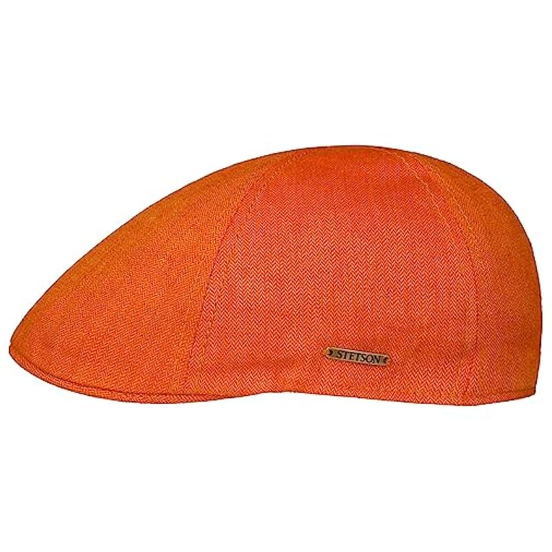 Stetson Texas Descott Linen Flat Cap Men - Made in The EU Orange ‎mens Hats & Caps Stetson