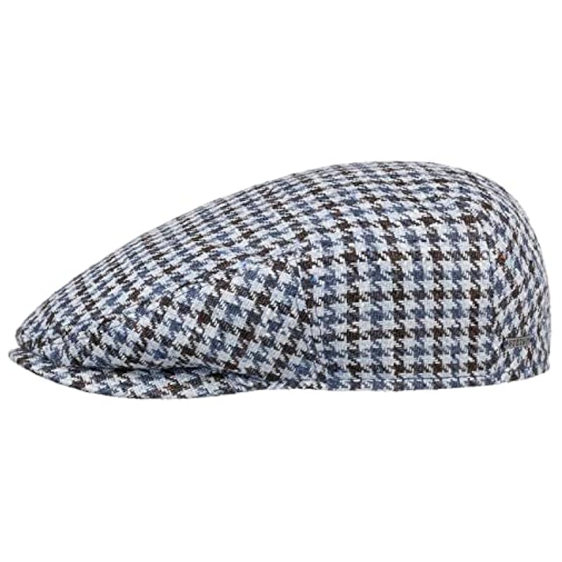 Stetson Kent Tricolour Houndstooth Flat Cap Men - Made in Germany Blue Stetson ‎mens Hats & Caps
