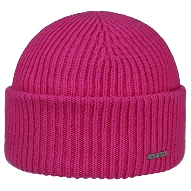Stetson Classic Uni Wool Beanie Hat Women/Men - Made in Italy Pink ‎womens Hats & Caps Stetson