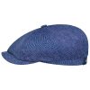 Stetson Stetson Hatteras Pandico Linen Flat Cap Men - Made in The EU Blue-white ‎mens Hats & Caps