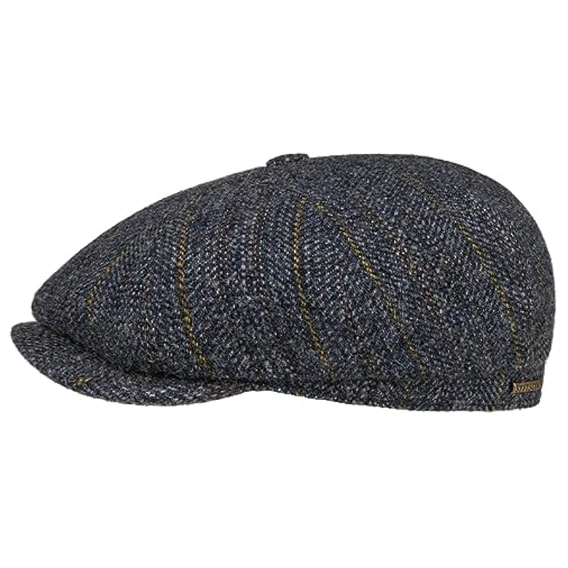 Stetson Hats & Caps ‎mens Stetson Hatteras Herringbone Stripe Flat Cap Men - Made in The EU Navy