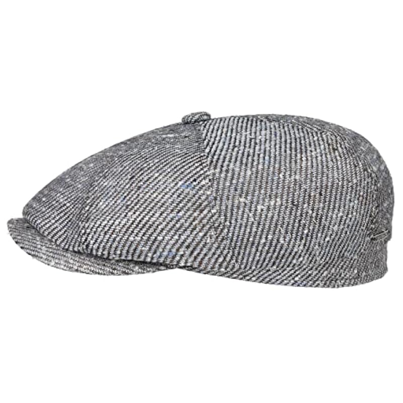 ‎mens Hats & Caps Stetson Stetson Hatteras Brown-Blue Flat Cap Men - Made in Germany Brown-blue