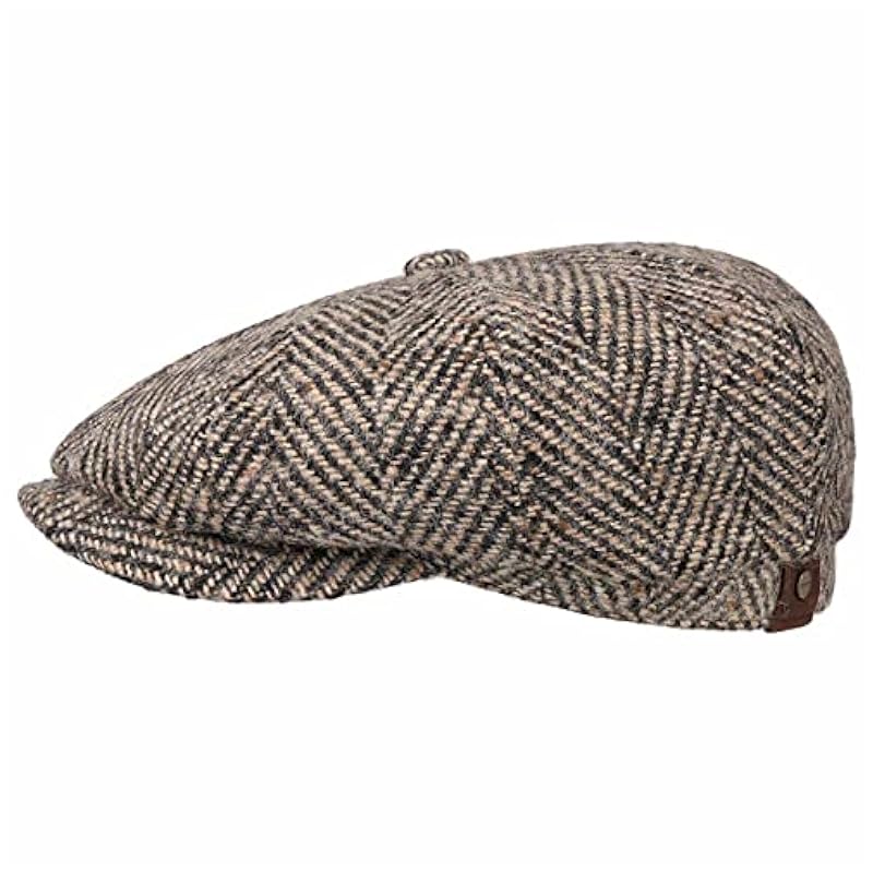 Stetson Hatteras Herringbone Flat Cap Men - Made in Germany Beige Stetson ‎mens Hats & Caps