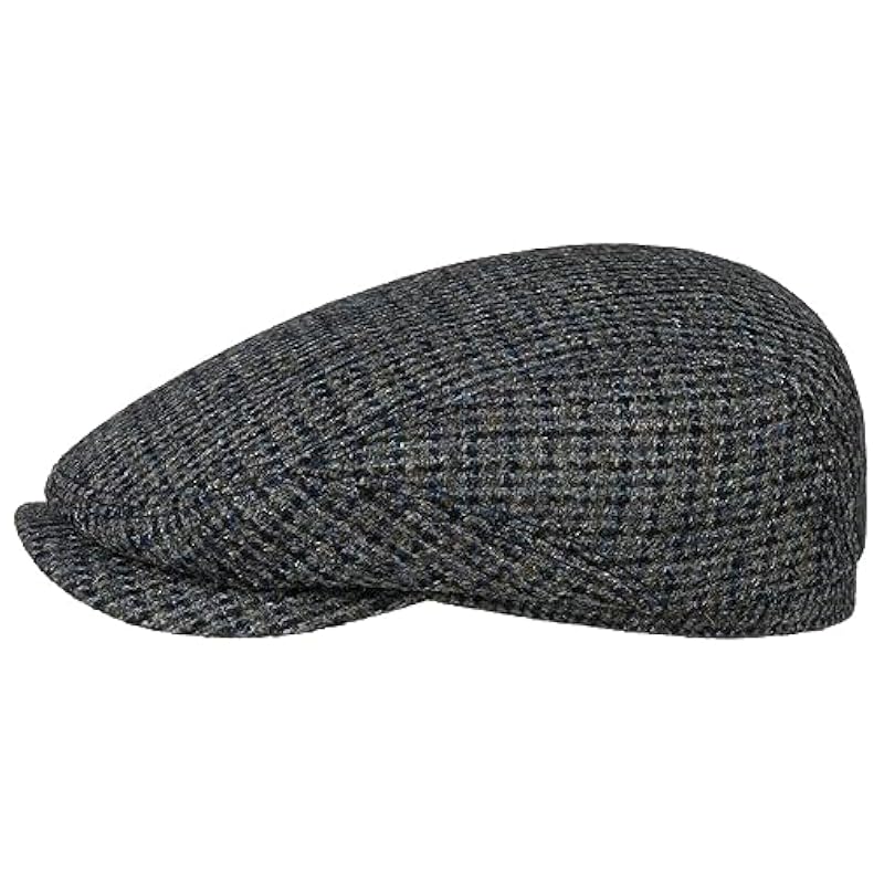 Stetson Brayton Harris Tweed Driver Flat Cap Men - Made in Germany Grey-blue Stetson ‎mens Hats & Caps