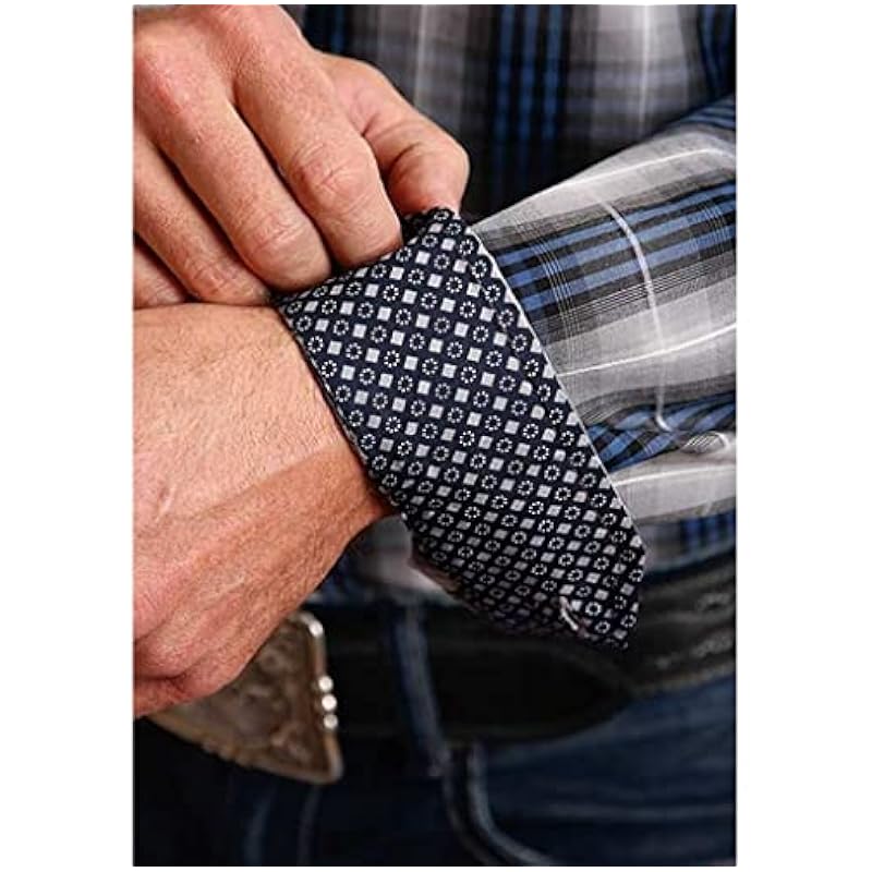‎mens Shirts Stetson Stetson Men's Checkered Ombre Plaid Long Sleeve Button-Down Western Shirt Blue Medium