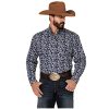 Stetson Stetson Men's Frontier Floral Print Long Sleeve Button-Down Western Shirt Blue Large ‎mens Shirts