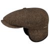 Stetson Hatteras Classic Ear Flaps Flat Cap Men - Made in The EU Brown-black ‎mens Hats & Caps Stetson